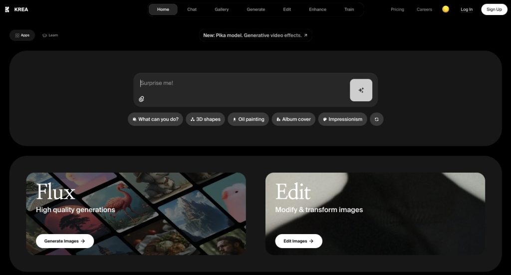 Krea ai Créez visuels haute qualité