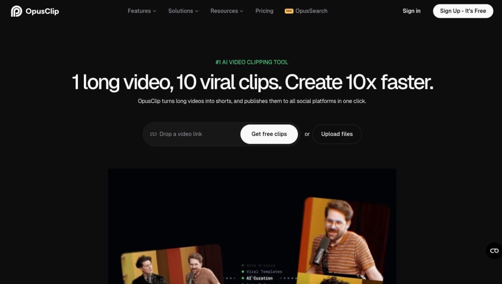 OpusClip transformer vos vidéos longues en shorts