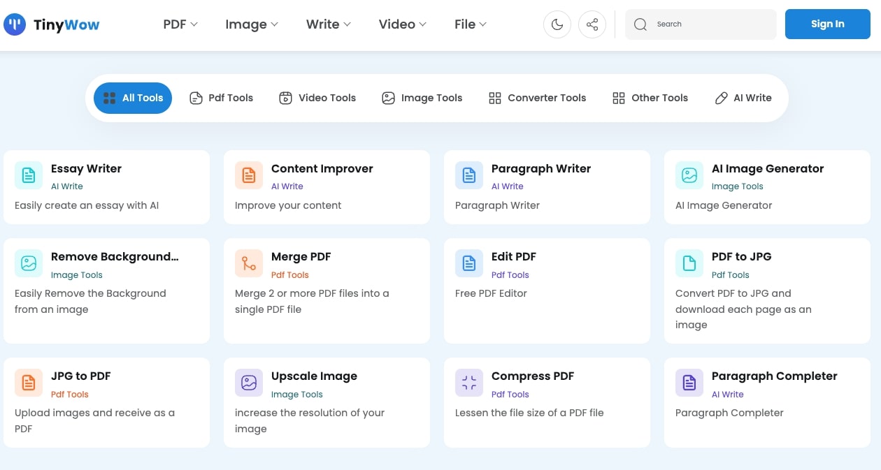 Tinywow outils ia pdf image text